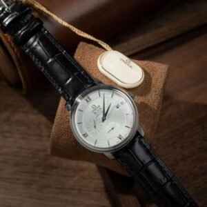 Omega De Ville Prestige Power Reserve Replica 11 Watches White Dial Leather Strap 39.5mm