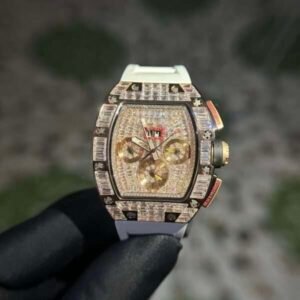 Richard Mille Replica 1:1 Watch RM011 With Full Diamond Rubber Strap 44mm